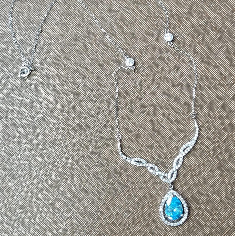 Elegant Aquamarine And Diamond Teardrop Necklace